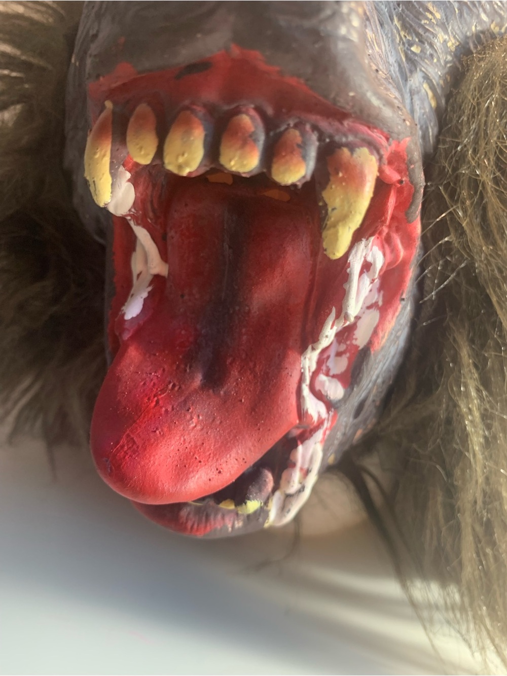 Realistic Brown Werewolf Dog Toy Mask with Red Tongue - Picture 3 of 3